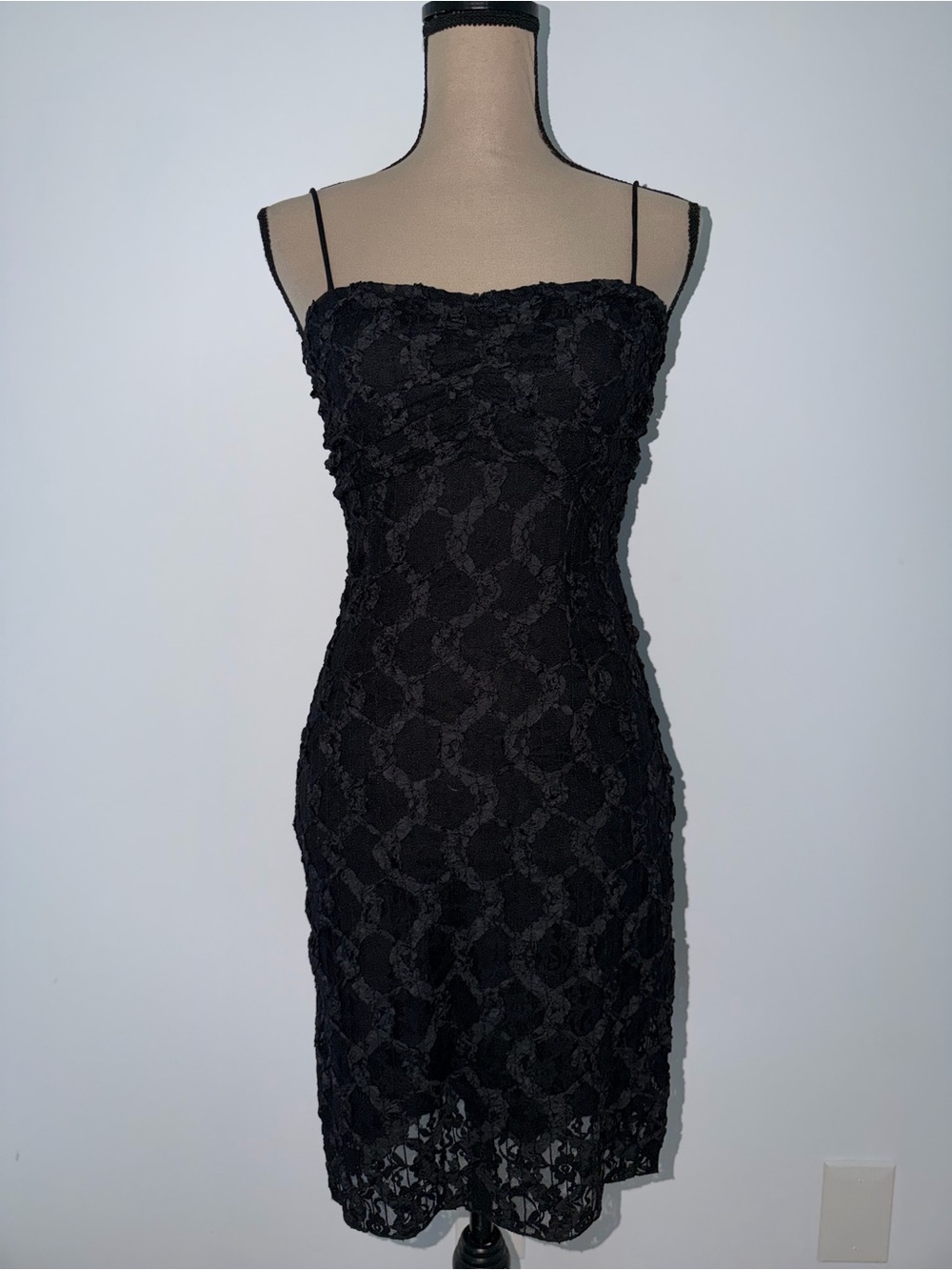 White House Black Market Vintage Y2K Black Ribbon Strapless Dress